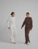 white loose-fitting classic length crew neck sweatshirt. 